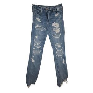 American Eagle Women’s Distressed Skinny Jeans Size 6 Next Level Stretch Raw Hem